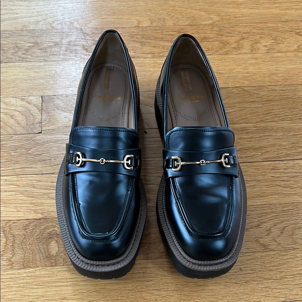 Sam Edelman Black and Gold Loafers with Modern Twist